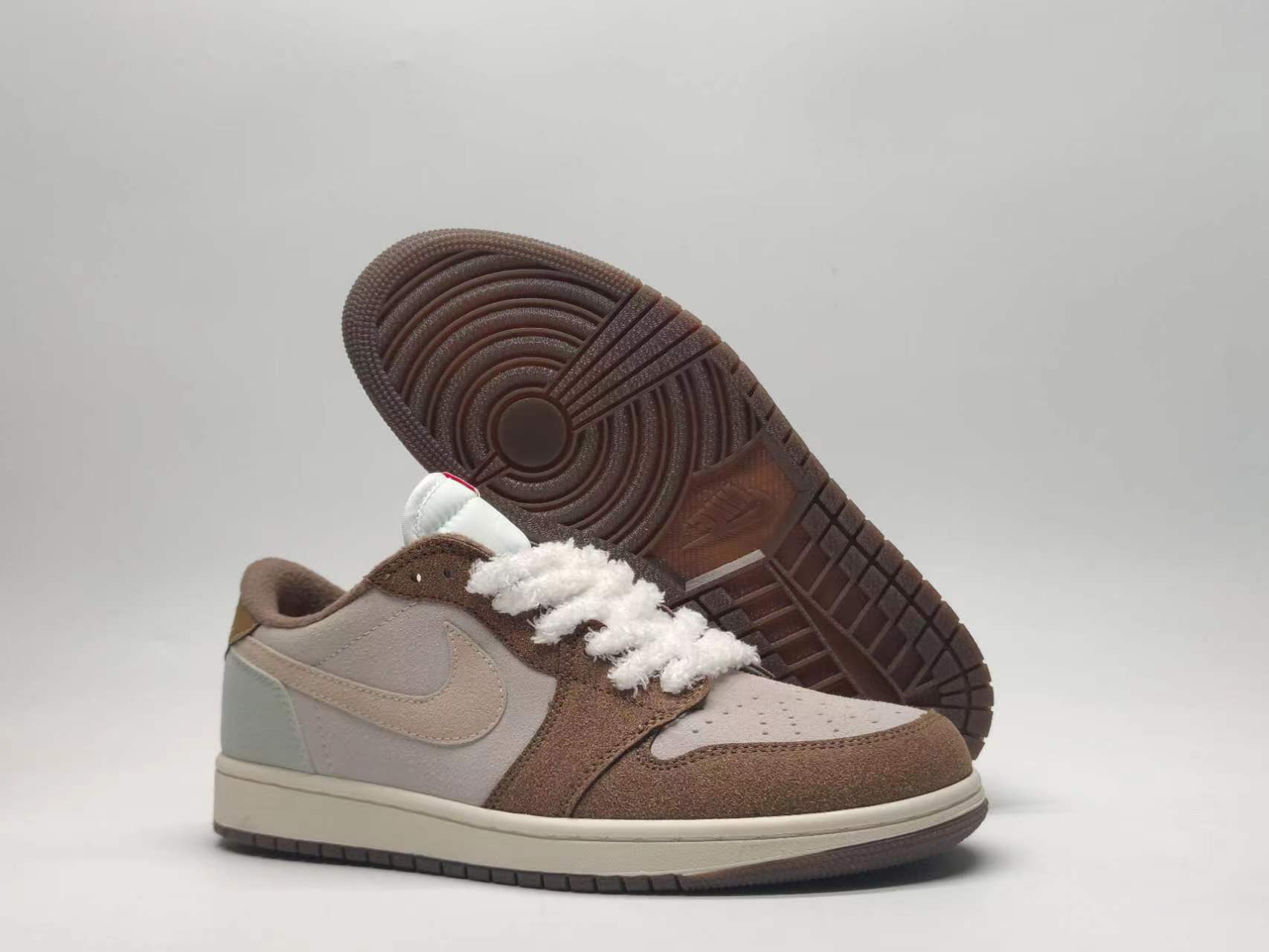 Women's Running Weapon Air Jordan 1 Brown/Pink Shoes 0272